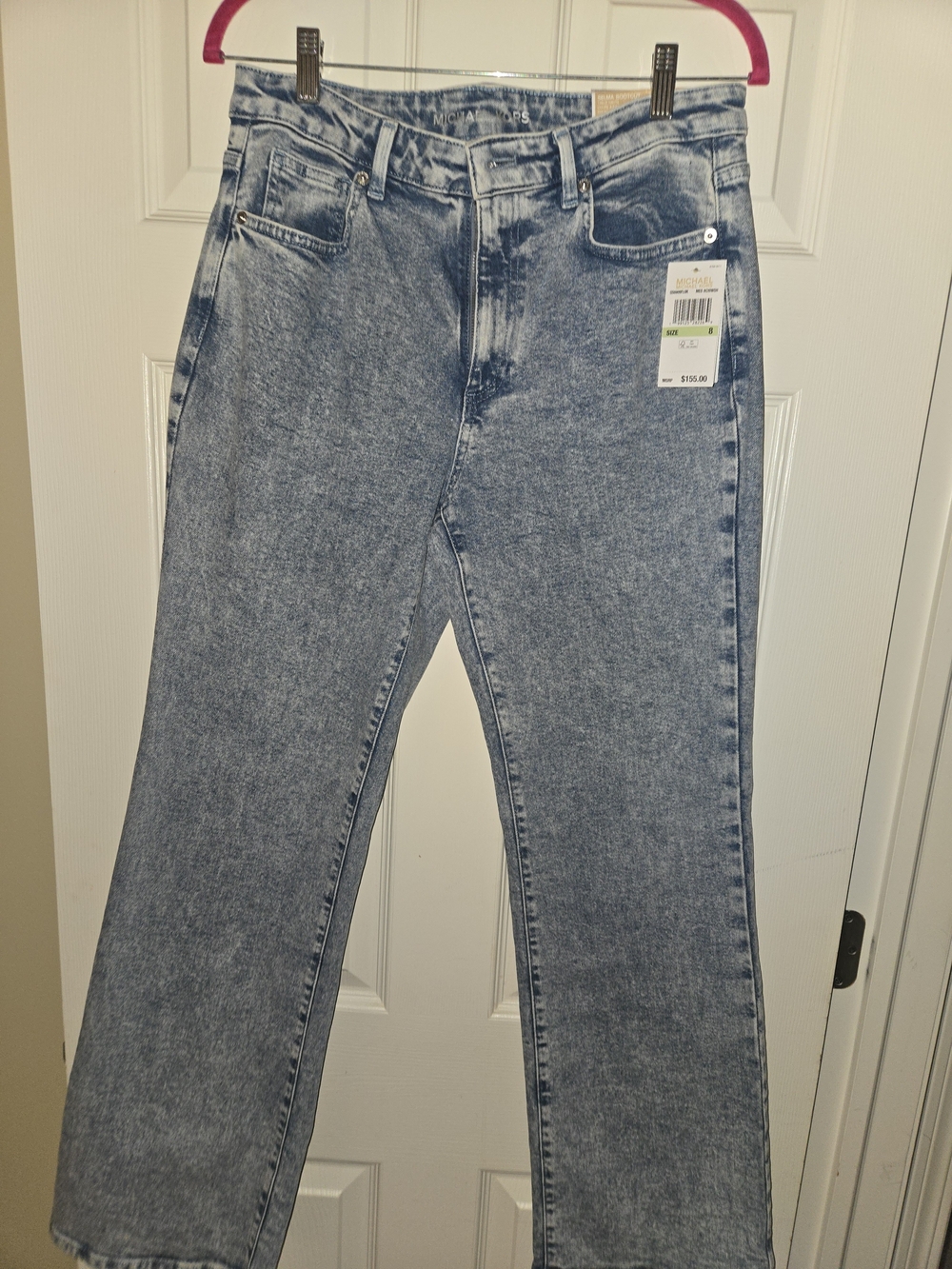 Michael Kors Women's Straight Jeans - Light Blue Acid Wash